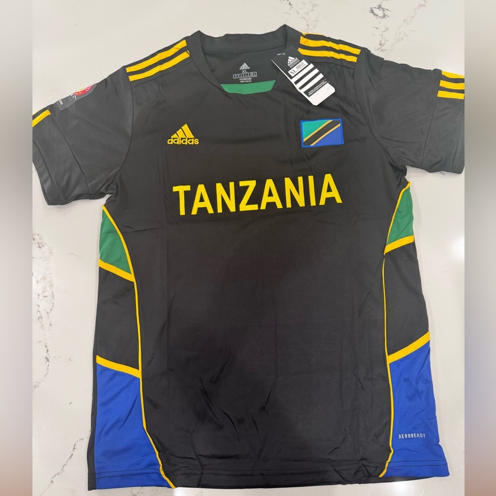 NWT Adidas Tanzania Men’s Soccer Black Jersey size L
